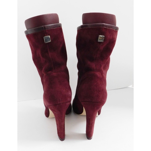 Stuart Weitzman Brooks Boots Wine Suede Heeled Pull On Round Toe Ankle Sz 7 M - Picture 6 of 8